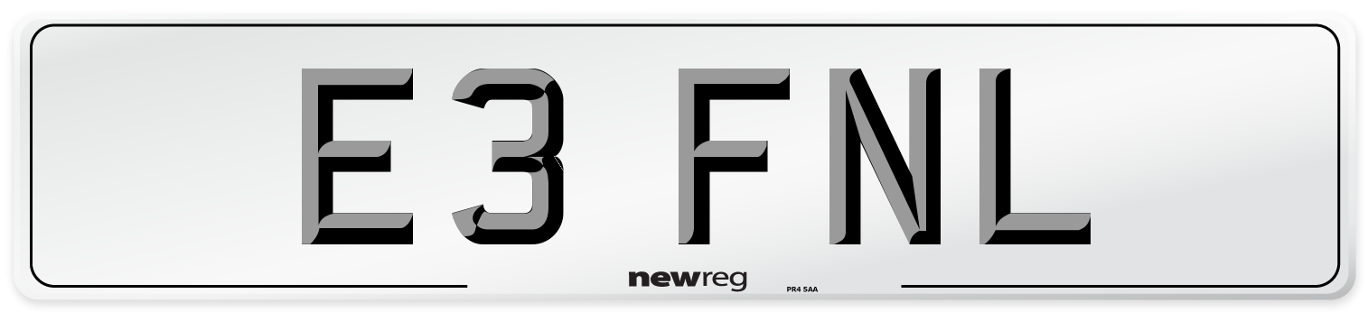 E3 FNL Number Plate from New Reg